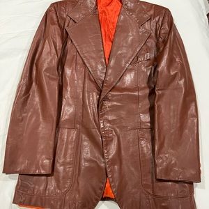 YSL Yves Saint Laurent leather cognac Blazer size Large